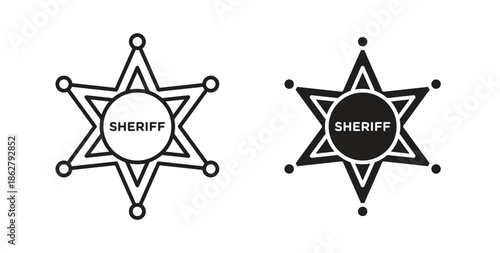 Badge Sheriff icons linear icon. Line with Editable stroke. monochrome icon