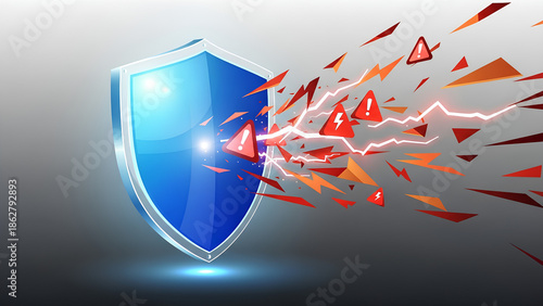 shield and ribbon, Protection Shield Concept in Trust Blue Illustration