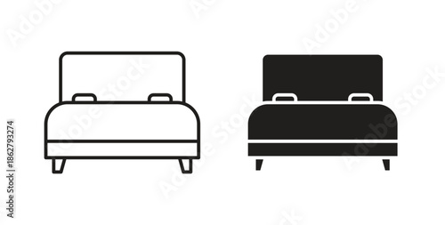 Bed icons linear icon. Line with Editable stroke. monochrome icon