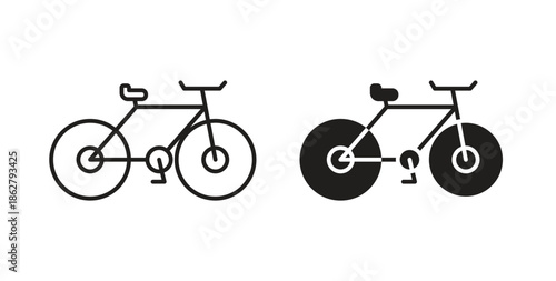 Biking mountain icons linear icon. Line with Editable stroke. monochrome icon