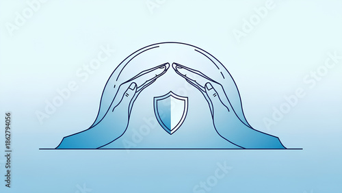 Protection Shield Concept in Trust Blue Illustration