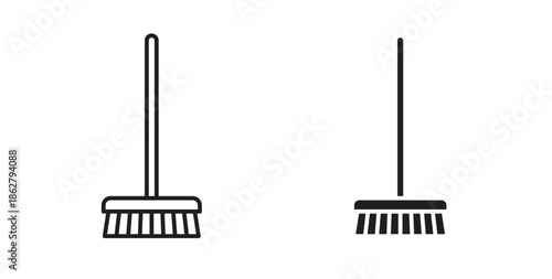Broom icons linear icon. Line with Editable stroke. monochrome icon