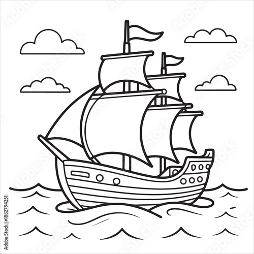 vector illustration of a ship