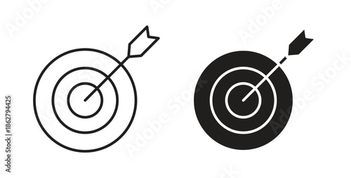 Bullseye icons linear icon. Line with Editable stroke. monochrome icon
