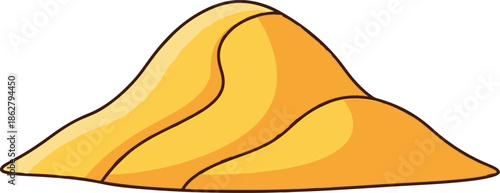 A cartoon-style illustration of a yellow-orange sand dune or pile of powder, featuring undulating layers