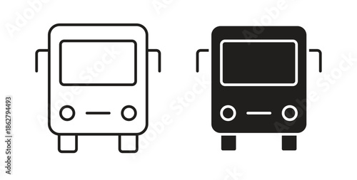 Bus icons linear icon. Line with Editable stroke. monochrome icon