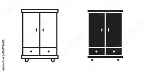 Cabinet icons linear icon. Line with Editable stroke. monochrome icon