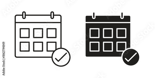 Calendar check icons linear icon. Line with Editable stroke. monochrome icon