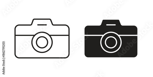 Camera icons linear icon. Line with Editable stroke. monochrome icon