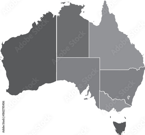 Australia Map Divided into States and Territories