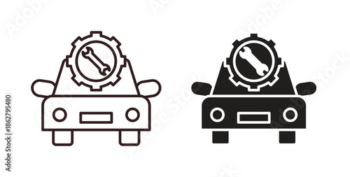 Car mechanic icons linear icon. Line with Editable stroke. monochrome icon