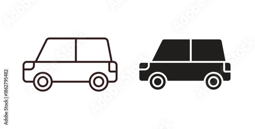 Car side view icons linear icon. Line with Editable stroke. monochrome icon