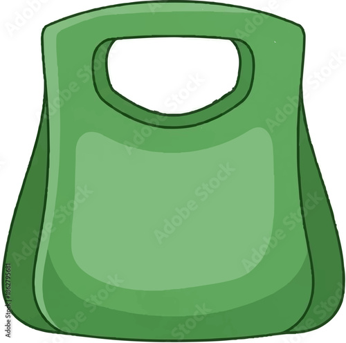 A cartoon depiction of a green kettlebell on a white background