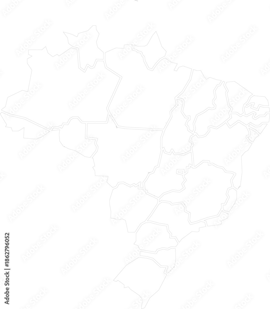Fototapeta premium Brazil Map Outline with State Borders