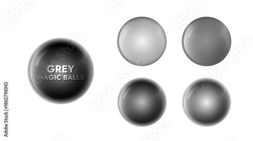 Black and white glossy glass balls vector flat object set of items without background