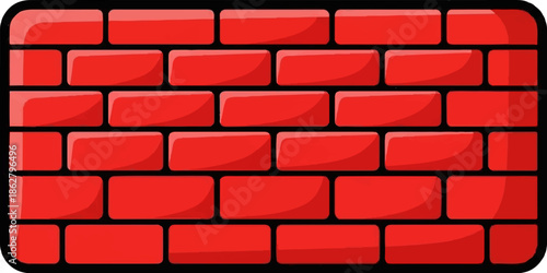 A digital graphic depicting a red brick wall with rounded edges and glossy texture