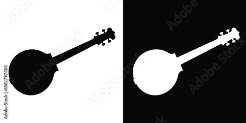 Banjo silhouette vector, musical instrument icon
