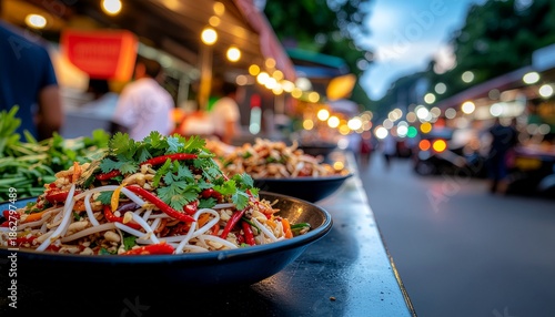 Street Food at Night Market Stall.