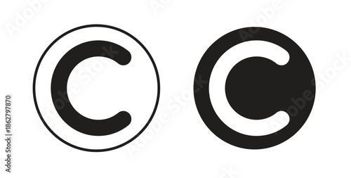 Copyright icons linear icon. Line with Editable stroke. monochrome icon