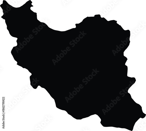Iran Map Silhouette Isolated on White Background