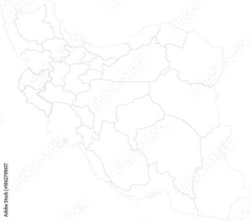 Iran Map Outline on White Background