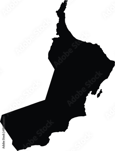 Oman Map Silhouette Isolated on White Background