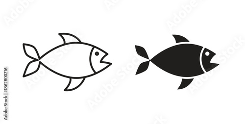 Fish icons linear icon. Line with Editable stroke. monochrome icon