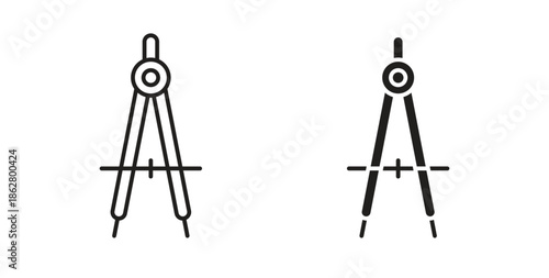 Drafting compass icons linear icon. Line with Editable stroke. monochrome icon