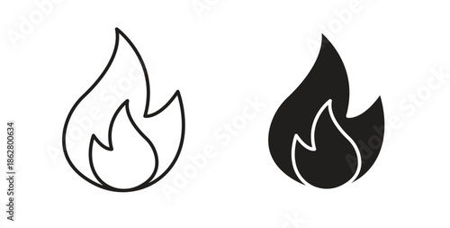 Flame icons linear icon. Line with Editable stroke. monochrome icon