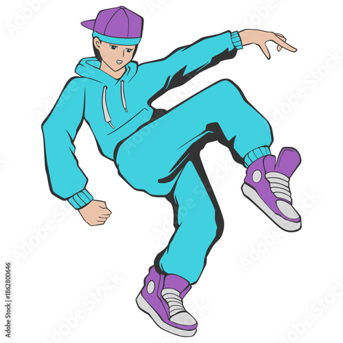 Dance boy Hiphop character rapper illustration cartoon