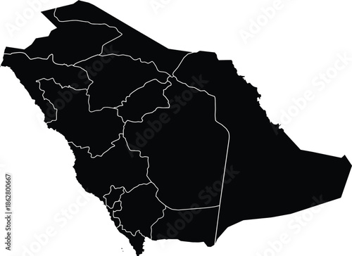 Saudi Arabia Map Outline on White Background