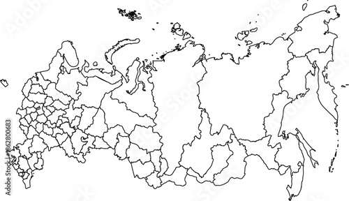 Russia Map Outline Isolated on White Background