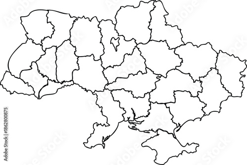 Ukraine Regions Map Outline