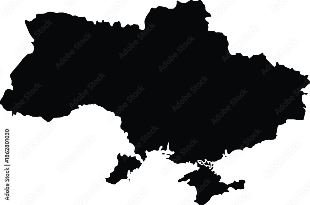 Fototapeta premium Ukraine Map Silhouette Isolated on White Background