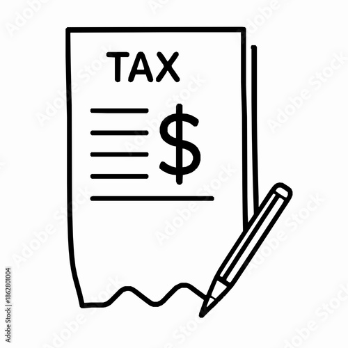 Tax document with dollar sign and pencil icon paper bill