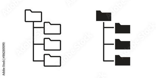 Folder tree icons linear icon. Line with Editable stroke. monochrome icon