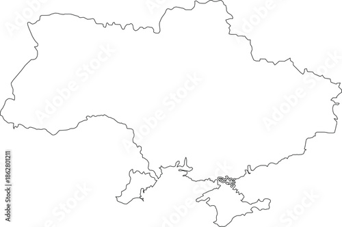 Ukraine Map Outline with Crimea Region Highlighted