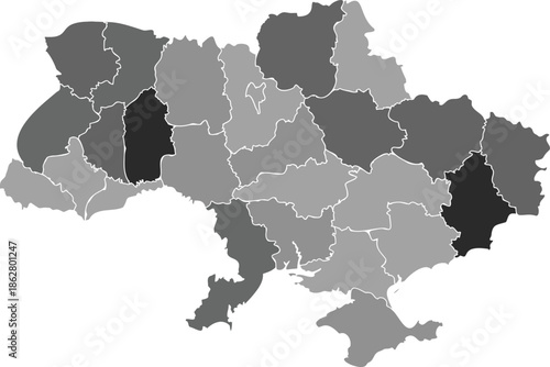 Ukraine Regions Map with Highlighted Areas