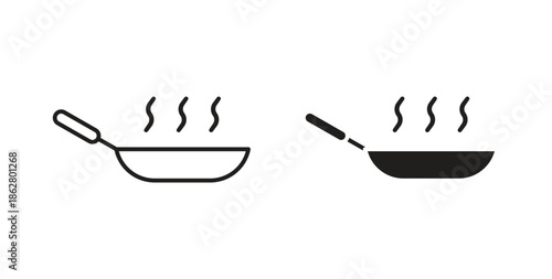 Frying pan icons linear icon. Line with Editable stroke. monochrome icon