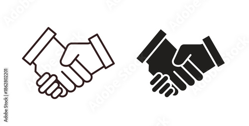Handshake icons linear icon. Line with Editable stroke. monochrome icon