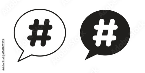 Hashtag icons linear icon. Line with Editable stroke. monochrome icon