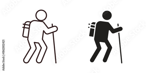 Hiking icons linear icon. Line with Editable stroke. monochrome icon