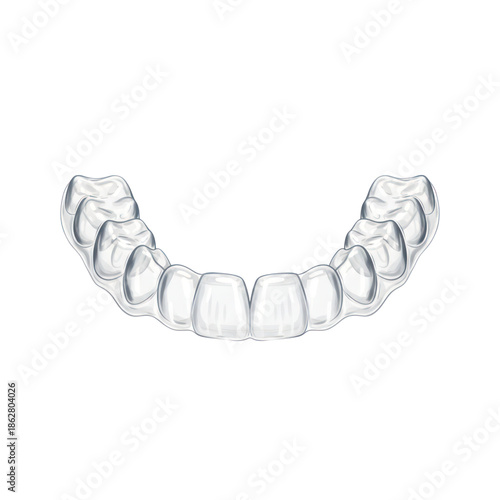 Clear Plastic Dental Aligner For Teeth Straightening Isolated On White