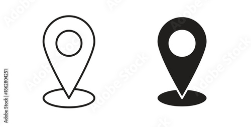 Map marker icons linear icon. Line with Editable stroke. monochrome icon
