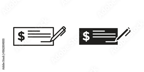 Money check icons linear icon. Line with Editable stroke. monochrome icon