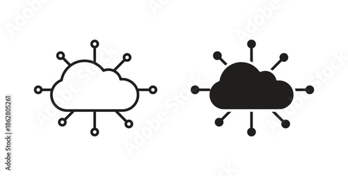 Network cloud icons linear icon. Line with Editable stroke. monochrome icon