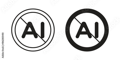 No ai signs linear icon. Line with Editable stroke. monochrome icon