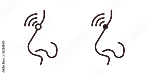Nose pain icons linear icon. Line with Editable stroke. monochrome icon