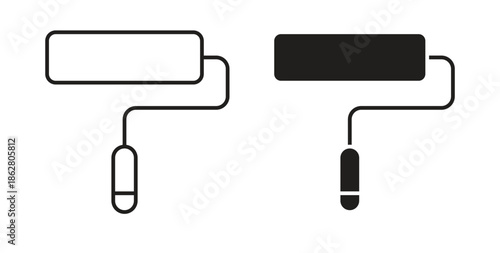 Paint roller icons linear icon. Line with Editable stroke. monochrome icon