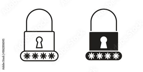 Password icons linear icon. Line with Editable stroke. monochrome icon